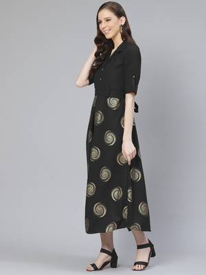 Black printed rayon kurtas-and-kurtis 5