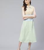 Green printed rayon kurtas-and-kurtis