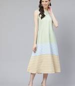 Green printed rayon kurtas-and-kurtis