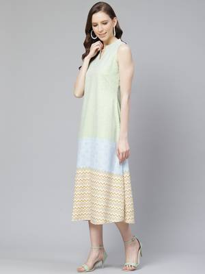Green printed rayon kurtas-and-kurtis 5
