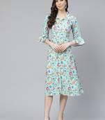 Green printed rayon kurtas-and-kurtis