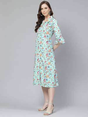 Green printed rayon kurtas-and-kurtis 5