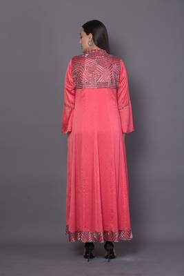 Pink embroidered crepe cotton-kurtis 2