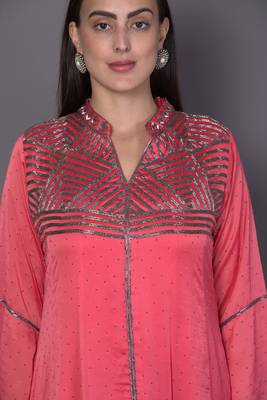 Pink embroidered crepe cotton-kurtis 5