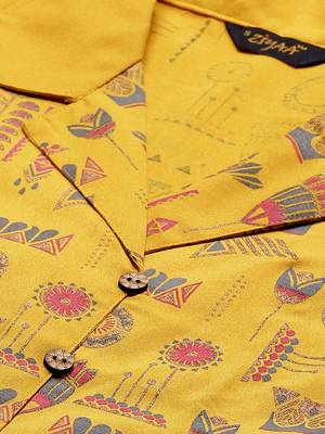 Mustard printed rayon kurtas-and-kurtis 4