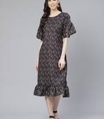 Black printed rayon kurtas-and-kurtis