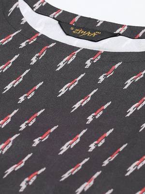 Black printed rayon kurtas-and-kurtis 4
