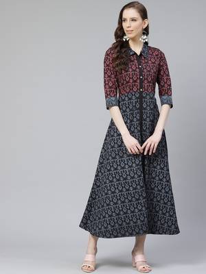 Grey printed rayon kurtas-and-kurtis 1