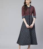 Grey printed rayon kurtas-and-kurtis