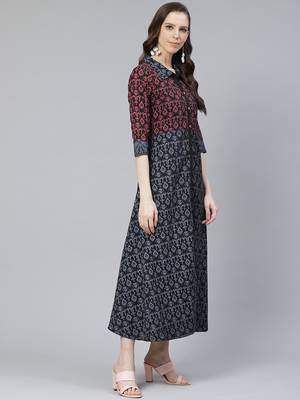 Grey printed rayon kurtas-and-kurtis 2