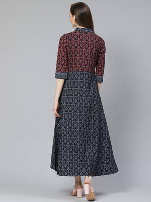 Grey printed rayon kurtas-and-kurtis 3