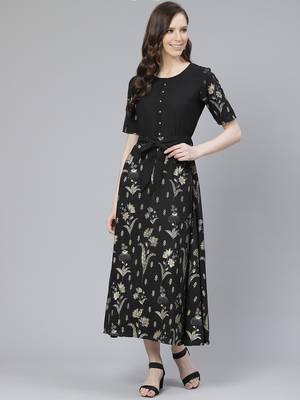 Black printed rayon kurtas-and-kurtis 1