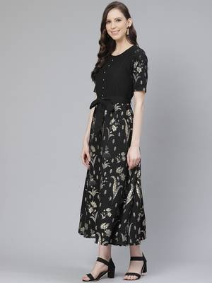 Black printed rayon kurtas-and-kurtis 5