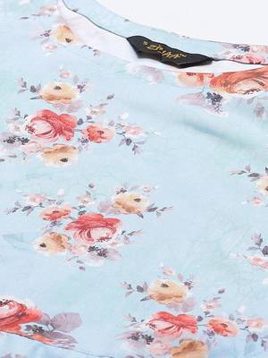 Sky-blue printed rayon kurtas-and-kurtis 4