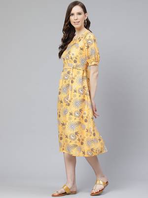 Mustard printed rayon kurtas-and-kurtis 5