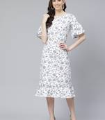 White printed rayon kurtas-and-kurtis