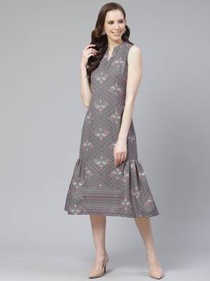 Grey printed rayon kurtas-and-kurtis 1
