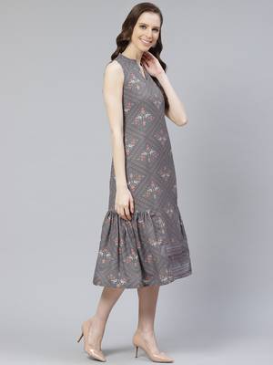 Grey printed rayon kurtas-and-kurtis 2