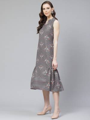 Grey printed rayon kurtas-and-kurtis 5