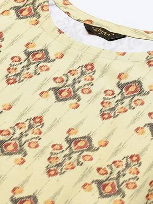 Yellow printed rayon kurtas-and-kurtis 4
