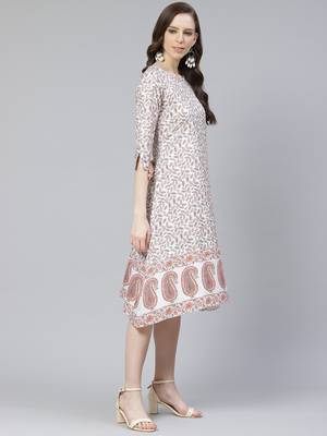 Beige printed rayon kurtas-and-kurtis 2
