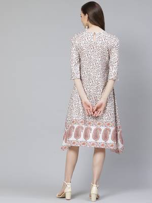 Beige printed rayon kurtas-and-kurtis 3
