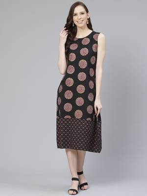Black printed crepe kurtas-and-kurtis 1