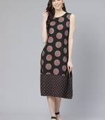 Black printed crepe kurtas-and-kurtis