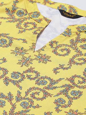 Mustard printed rayon kurtas-and-kurtis 4