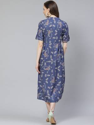 Navy-blue printed rayon kurtas-and-kurtis 3