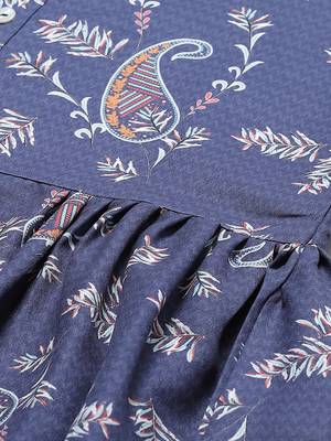 Navy-blue printed rayon kurtas-and-kurtis 4