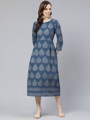 Blue printed rayon kurtas-and-kurtis 1