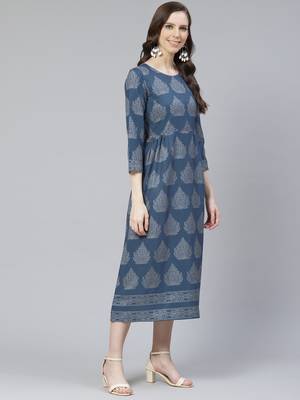 Blue printed rayon kurtas-and-kurtis 2
