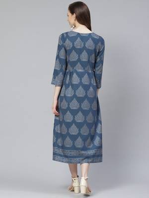 Blue printed rayon kurtas-and-kurtis 3
