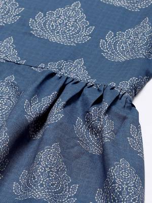 Blue printed rayon kurtas-and-kurtis 4