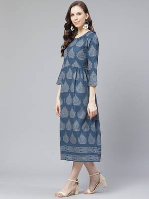 Blue printed rayon kurtas-and-kurtis 5