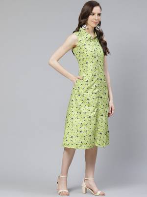 Light-green printed rayon kurtas-and-kurtis 2