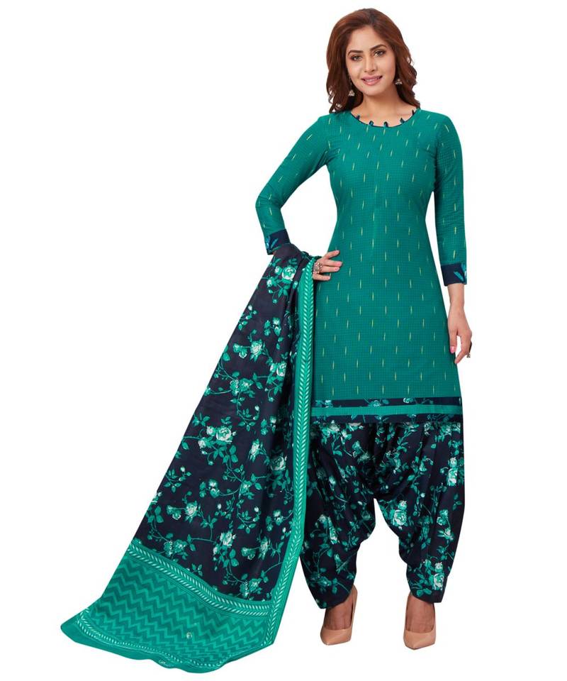 Green Tafeta Silk Patiyala Suit main image 0