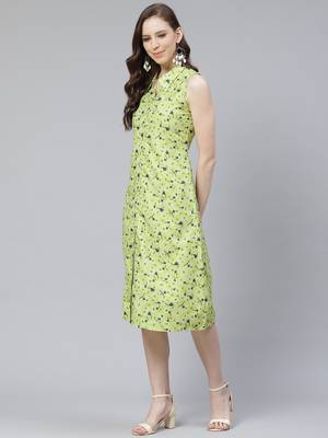 Light-green printed rayon kurtas-and-kurtis 5