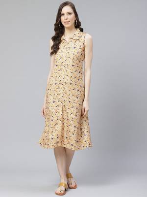 Mustard printed rayon kurtas-and-kurtis 1