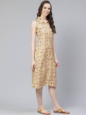 Mustard printed rayon kurtas-and-kurtis 2