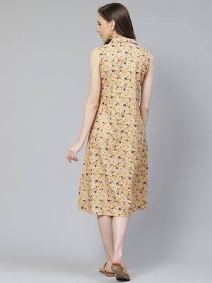 Mustard printed rayon kurtas-and-kurtis 3