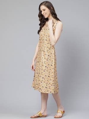 Mustard printed rayon kurtas-and-kurtis 5