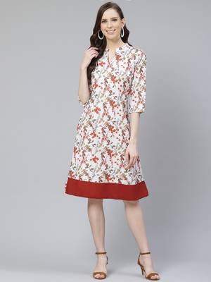 Off-white printed rayon kurtas-and-kurtis 1