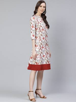Off-white printed rayon kurtas-and-kurtis 2