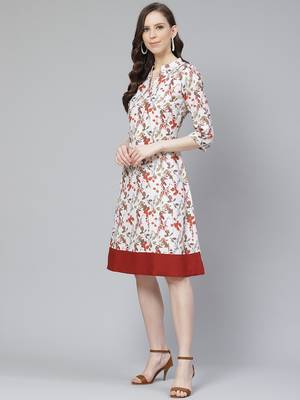 Off-white printed rayon kurtas-and-kurtis 5