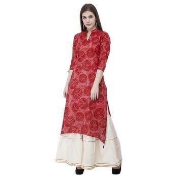 Red embroidered cotton cotton-kurtis 1