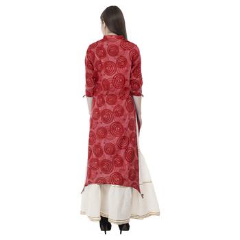 Red embroidered cotton cotton-kurtis 2