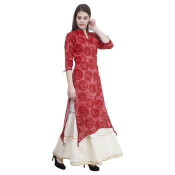 Red embroidered cotton cotton-kurtis 3