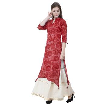 Red embroidered cotton cotton-kurtis 4